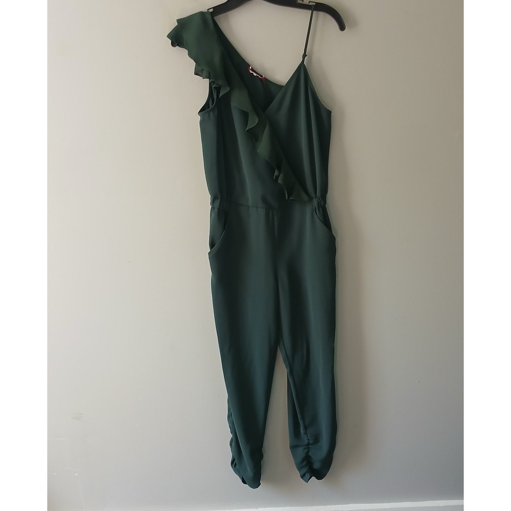 Parker Women's Size 0 Asymmetrical Jumpsuit Ruffle Sleeve Ankle Length Green